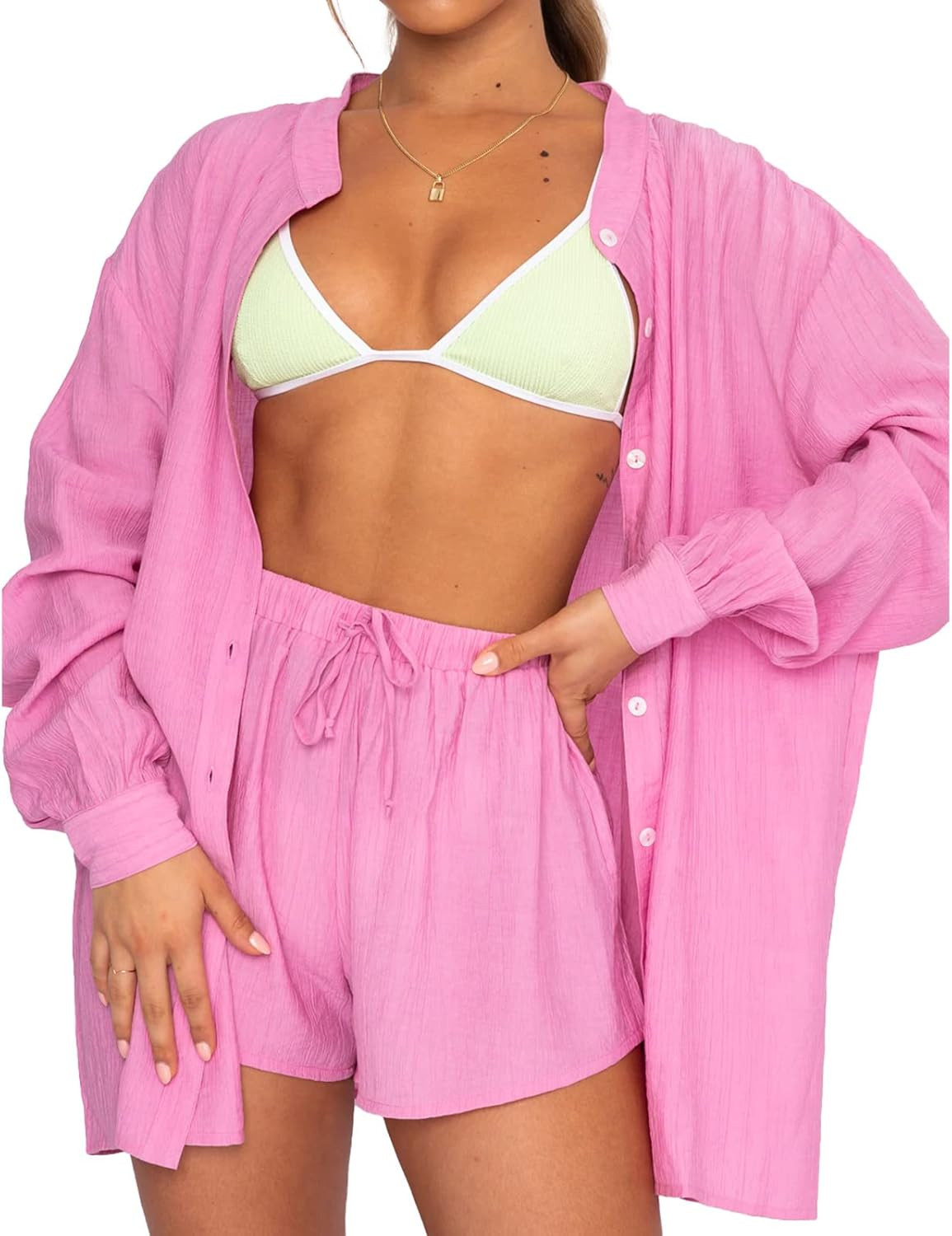 Women's Summer Casual 2 Piece Outfits Set Short Sleeve Collar Button T-Shirt Top Bodycon Shorts Set  | Amazon (US)