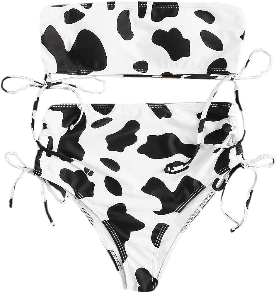 SweatyRocks Women's Sexy Bikini Set High Waist Wrap Padding Bandeau Bathing Swimwear Suit | Amazon (US)