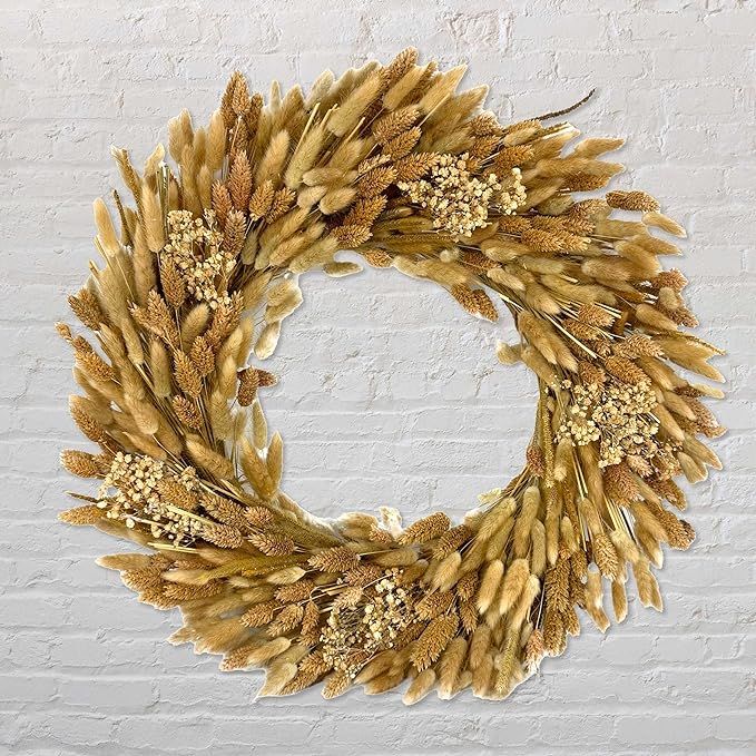 Galt International 21" Preserved Dried Wheat Wreath Fall Autumn Wreath for Front Door Decorations... | Amazon (US)