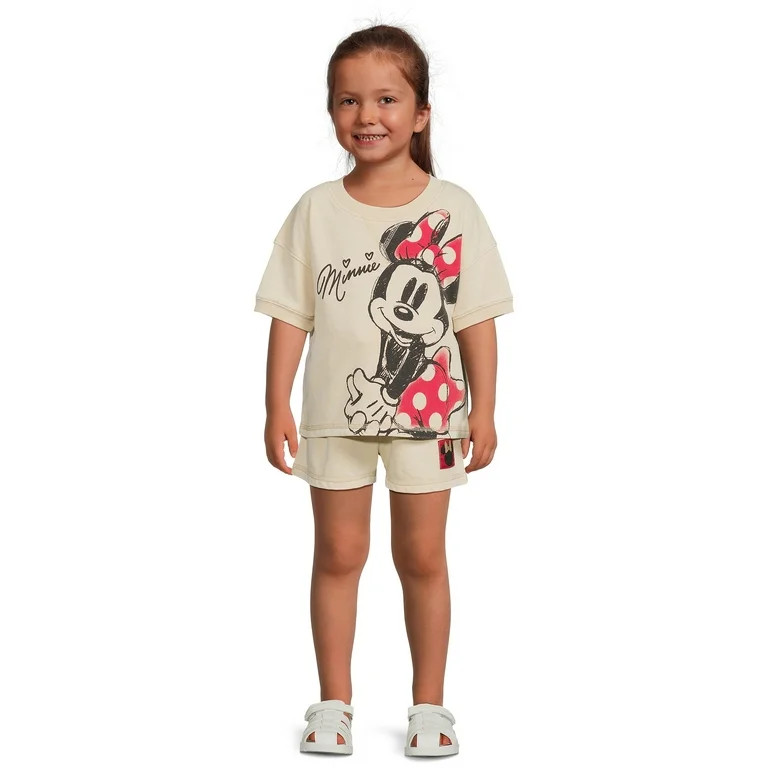 Minnie Mouse Toddler Girls Tee and Shorts Set, 2-Piece, Sizes 12M-5T | Walmart (US)