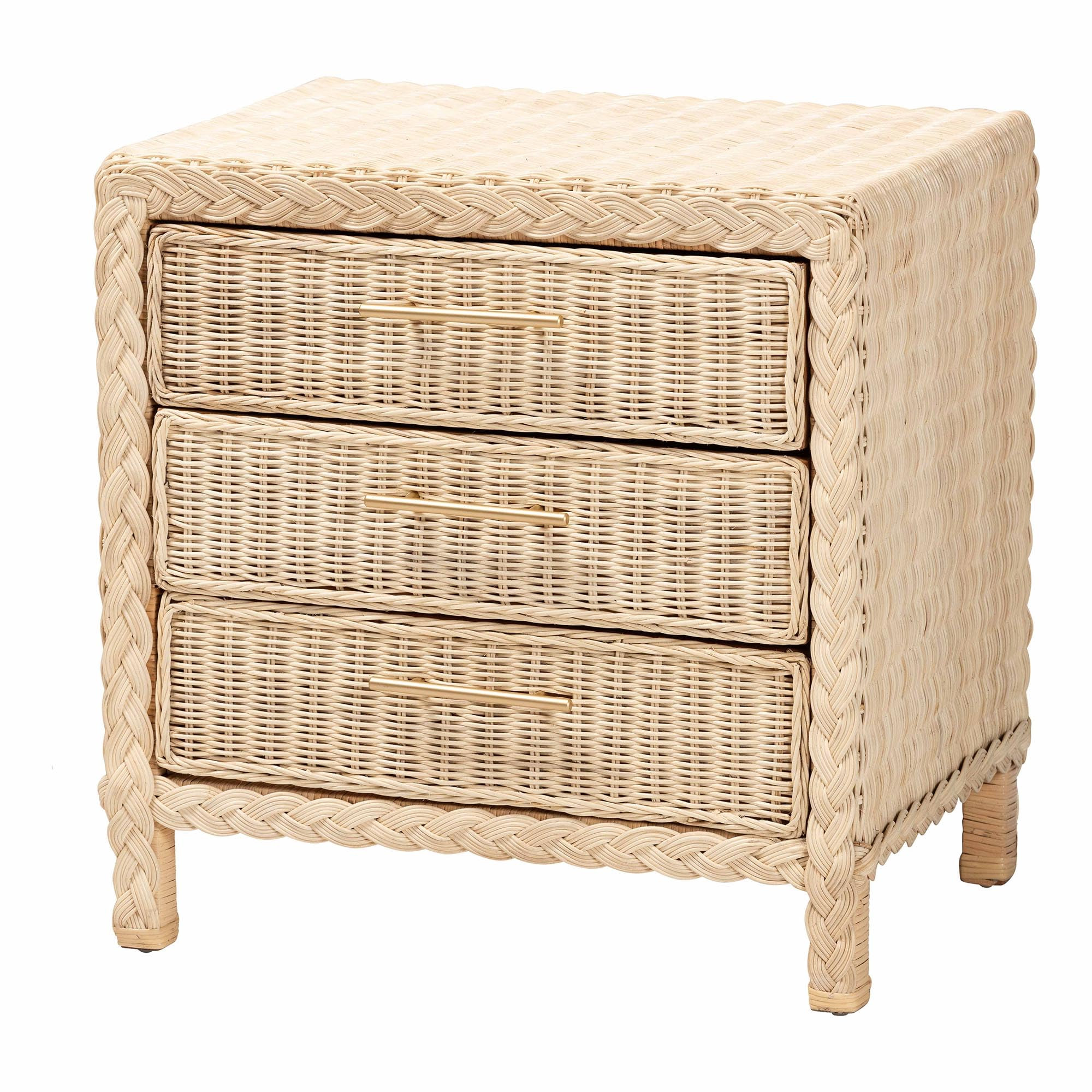 Bali & pari Lanica Japandi Sun Bleached Rattan 3-Drawer Nightstand | Amazon (US)