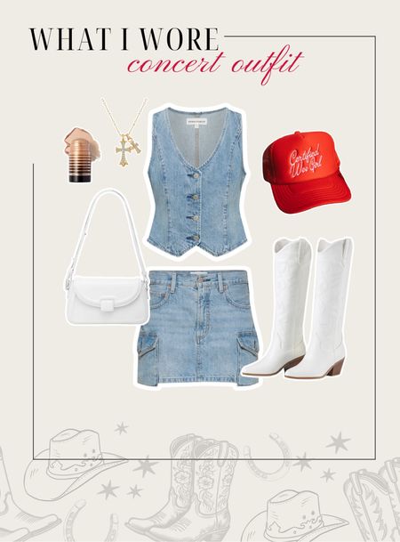 Denim on denim country concert outfit! 🍒🦋🤍 would be so cute for music festivals, nashville trip, or girls night out :) 