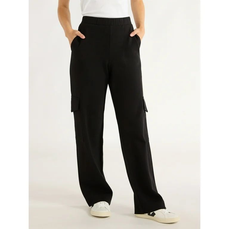 Free Assembly Women's Wide Leg Knit Cargo Pants, 30” Inseam, Sizes XS-XXL | Walmart (US)