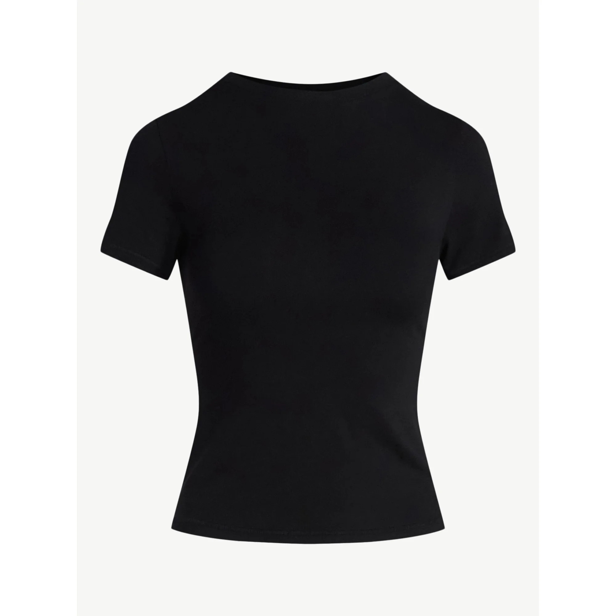 Scoop Women's Stretch Cotton Blend Baby Tee with Short Sleeves, Sizes XS-XXL | Walmart (US)