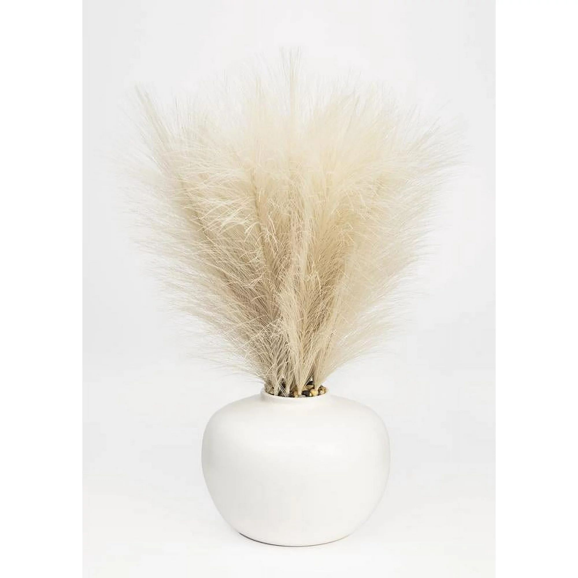 Better Homes & Gardens 14" Artificial Pampas in White Rounded Ceramic Vase | Walmart (US)