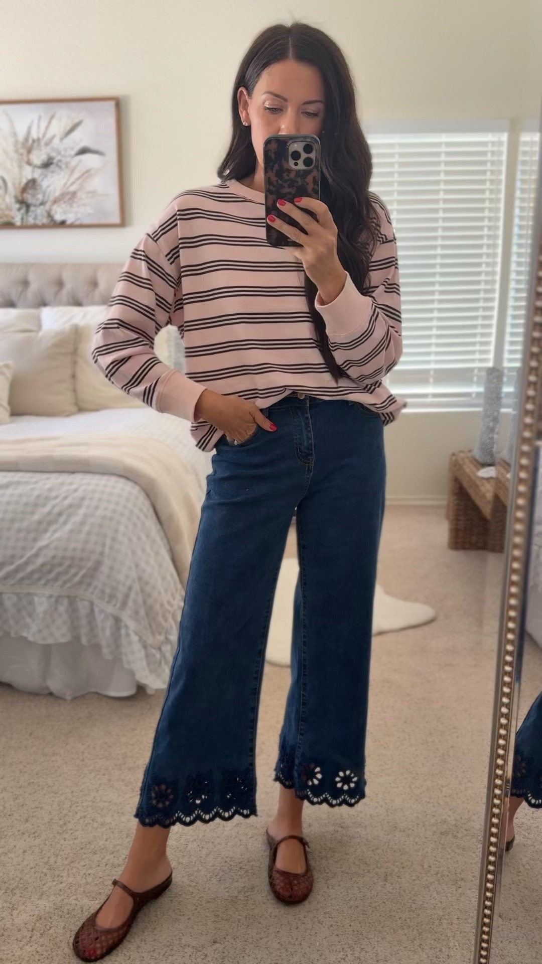 Tee on sale for $12!!
Wearing a small
Jeans in a 4
Jelly flats run tts

#LTKSeasonal #LTKmomlife #LTKSaleAlert