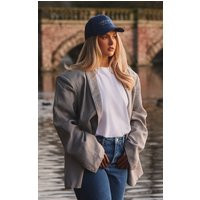 Brown Houndstooth Shoulder Padded Oversized Curved Hem Blazer | PrettyLittleThing US