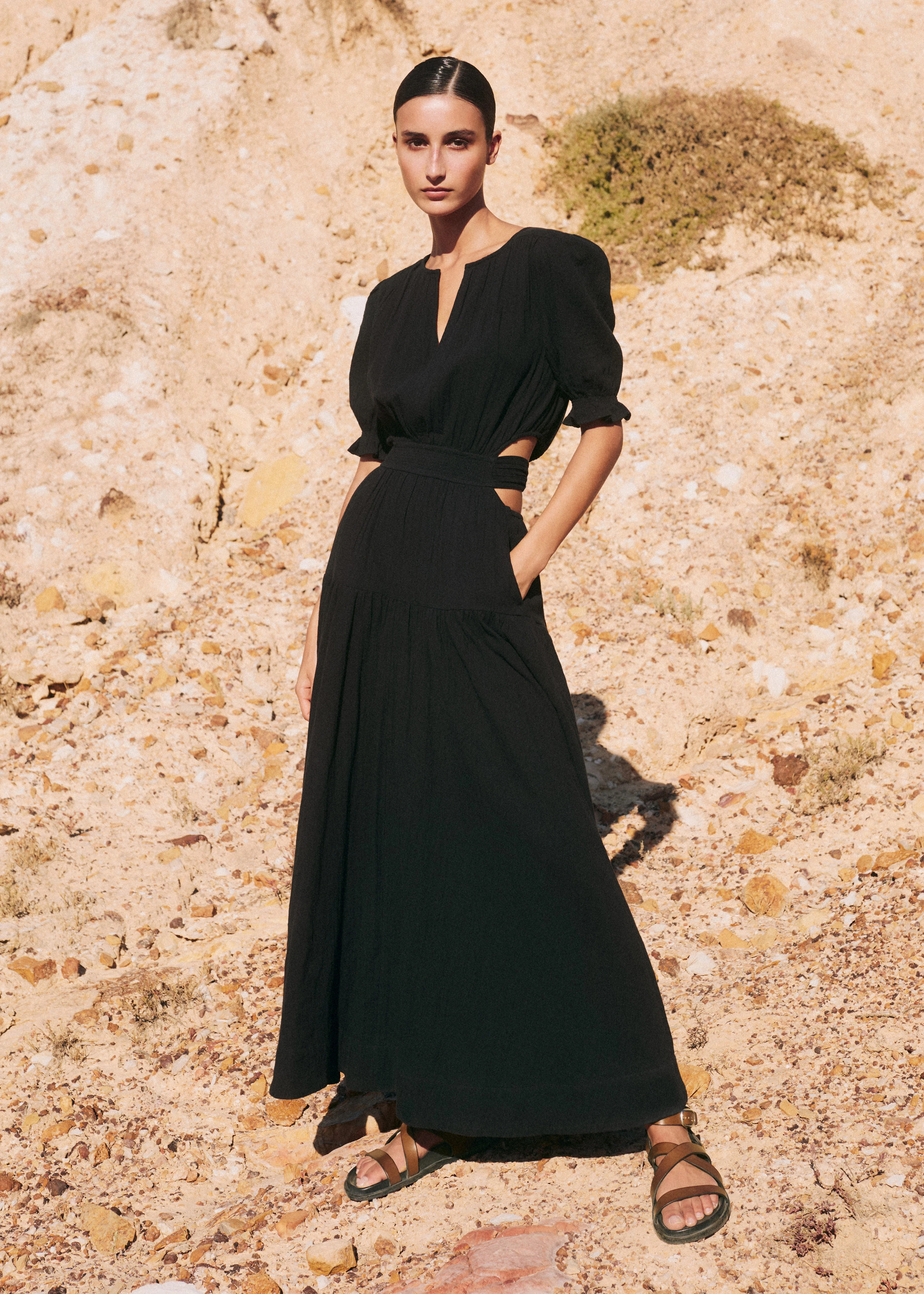 Cheesecloth Cut Out Full-Length Dress | ME+EM Global (Excluding US)