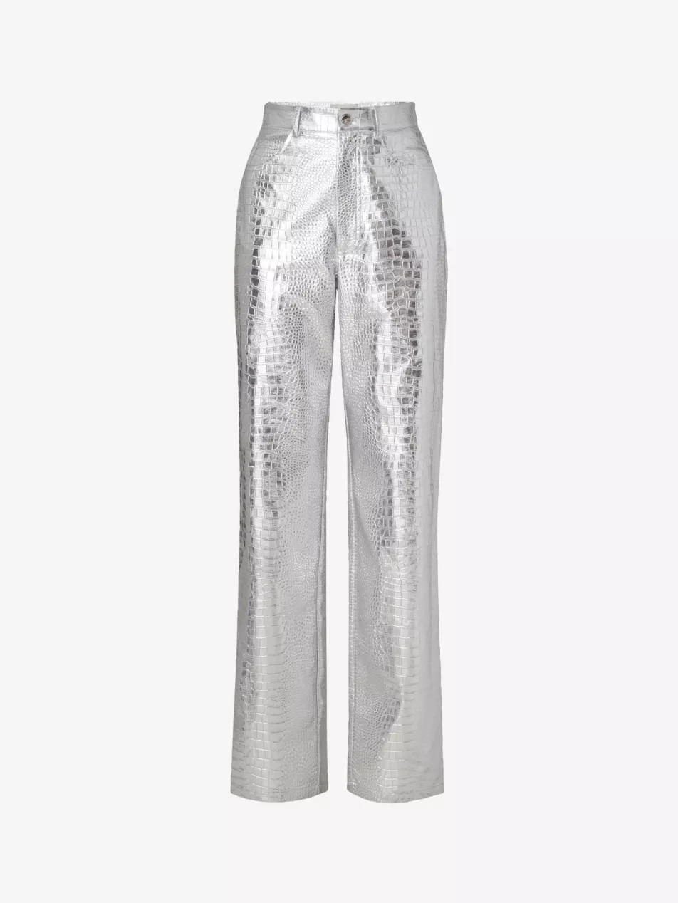 Daphne metallic straight-leg high-rise woven trousers | Selfridges