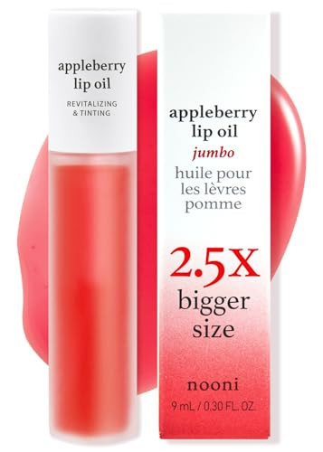 NOONI Korean Vegan Appleseed Lip Oil - Appleberry Jumbo | Long-Lasting, Moisturizing, Plumping, Revitalizing for Dry Lips, Waterproof, No Peel Off, Hydrating, Nourishing Crystal Clear, 0.30 Fl Oz | Amazon (US)