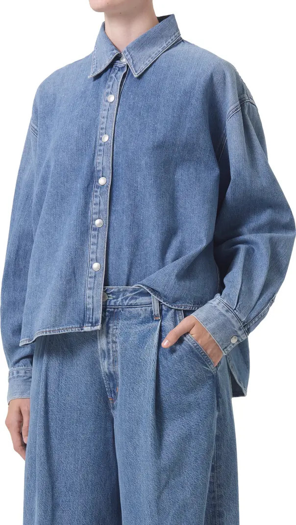 AGOLDE Aiden High-Low Denim Shirt | Nordstrom | Nordstrom