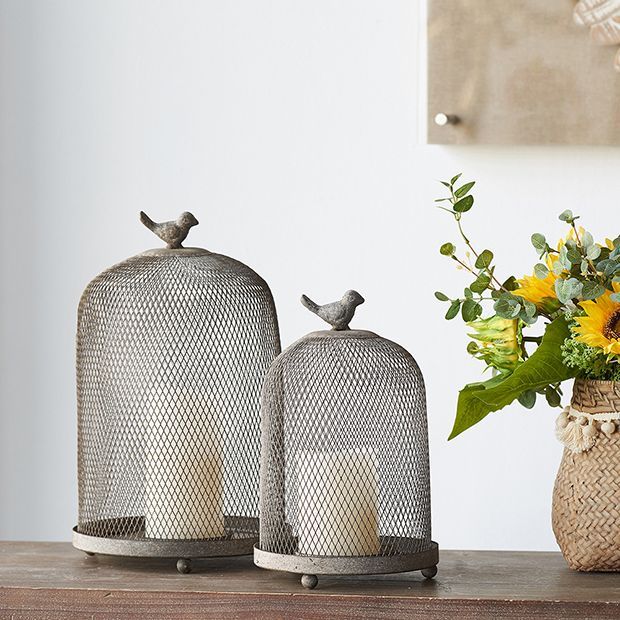 Sparrow Mesh Candle Holders Set of 2 | Antique Farm House