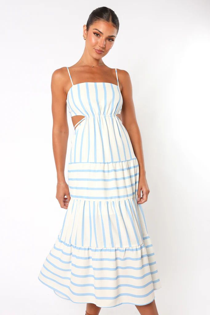 Evelin Midi Dress - Blue Stripe | Petal & Pup (US)