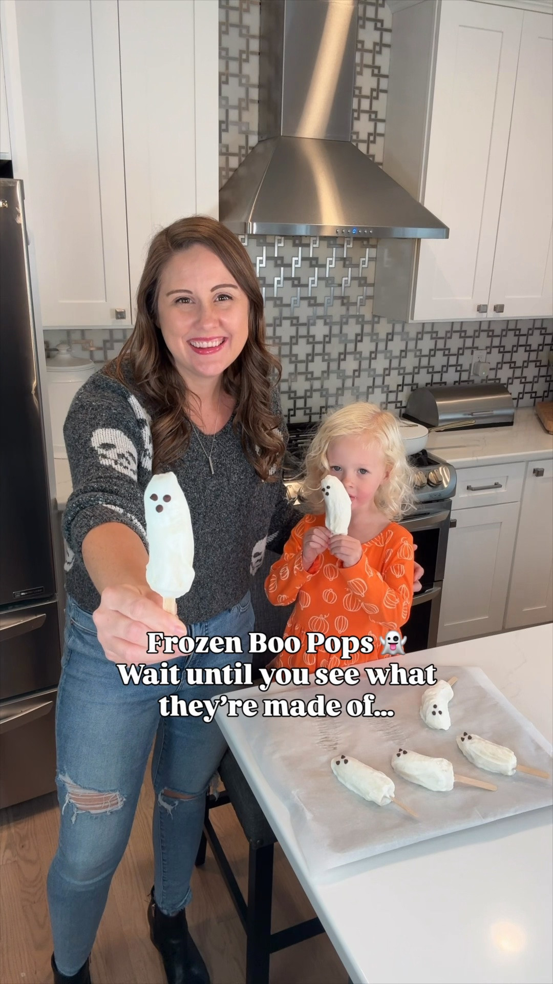 👻🍌 The easiest spooky snack for Halloween! These Frozen Boo Pops are made with bananas, creamy vanilla Greek yogurt + mini chocolate chips for the little ghost faces. Freeze until firm and you’ve got a fun, better-for-you treat the kids will actually be excited about! 🎃🤍

Perfect for Halloween parties, after-school snacks or a little spooky-season treat!

#LTKFamily #LTKHalloween #HalloweenSnacks #HealthyHalloween #EasyHalloweenTreats
