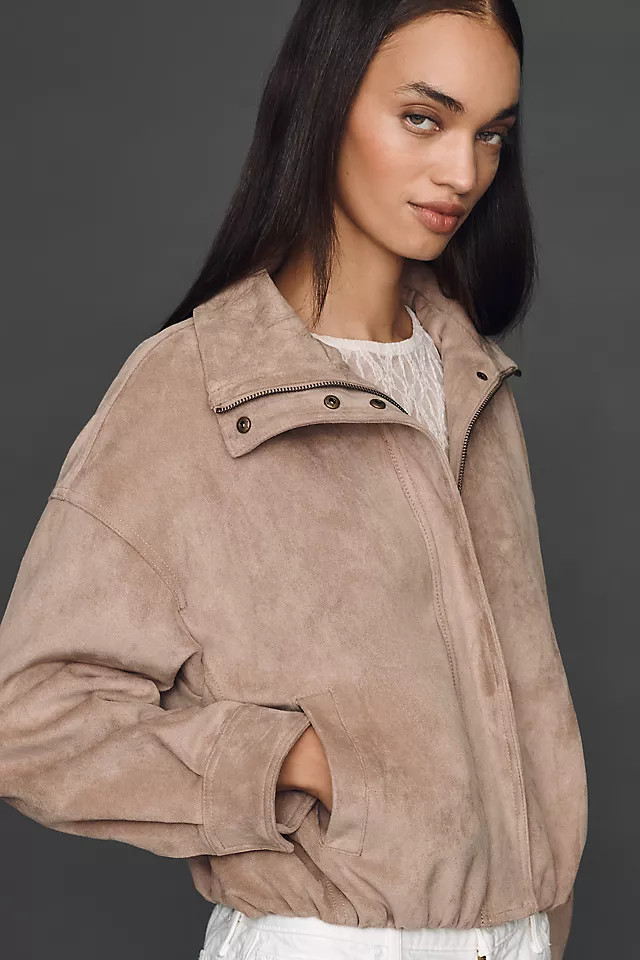 Imara Faux-Suede Funnel-Neck Jacket | Anthropologie (US)