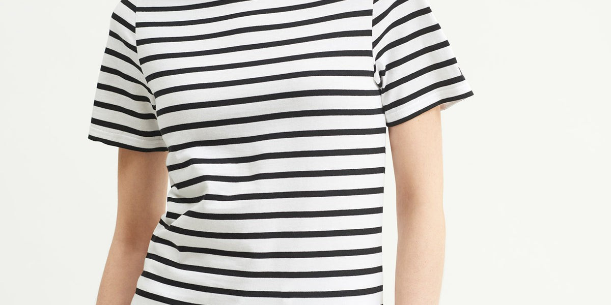 LEVANT MODERN - Breton Stripe Short Sleeve Shirt | Soft Cotton | Unisex Fit (WHITE / BLACK) | Saint James USA