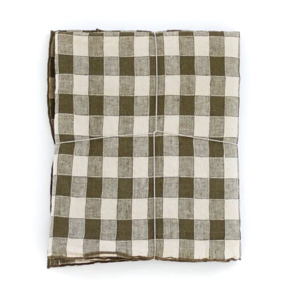 Laurier Gingham Tablecloth, Olive Green | The Avenue