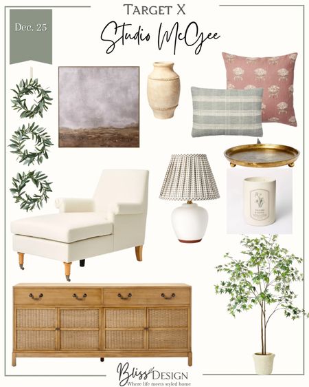 Target X Studio McGee favorite finds

Tree, wreath, lamp, tray, pillows, console, chair