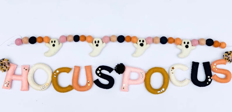 Boho BOO felt ghost garland/ Halloween garland/ Halloween banner/ Felt ghosts/ bohemian Halloween... | Etsy (US)