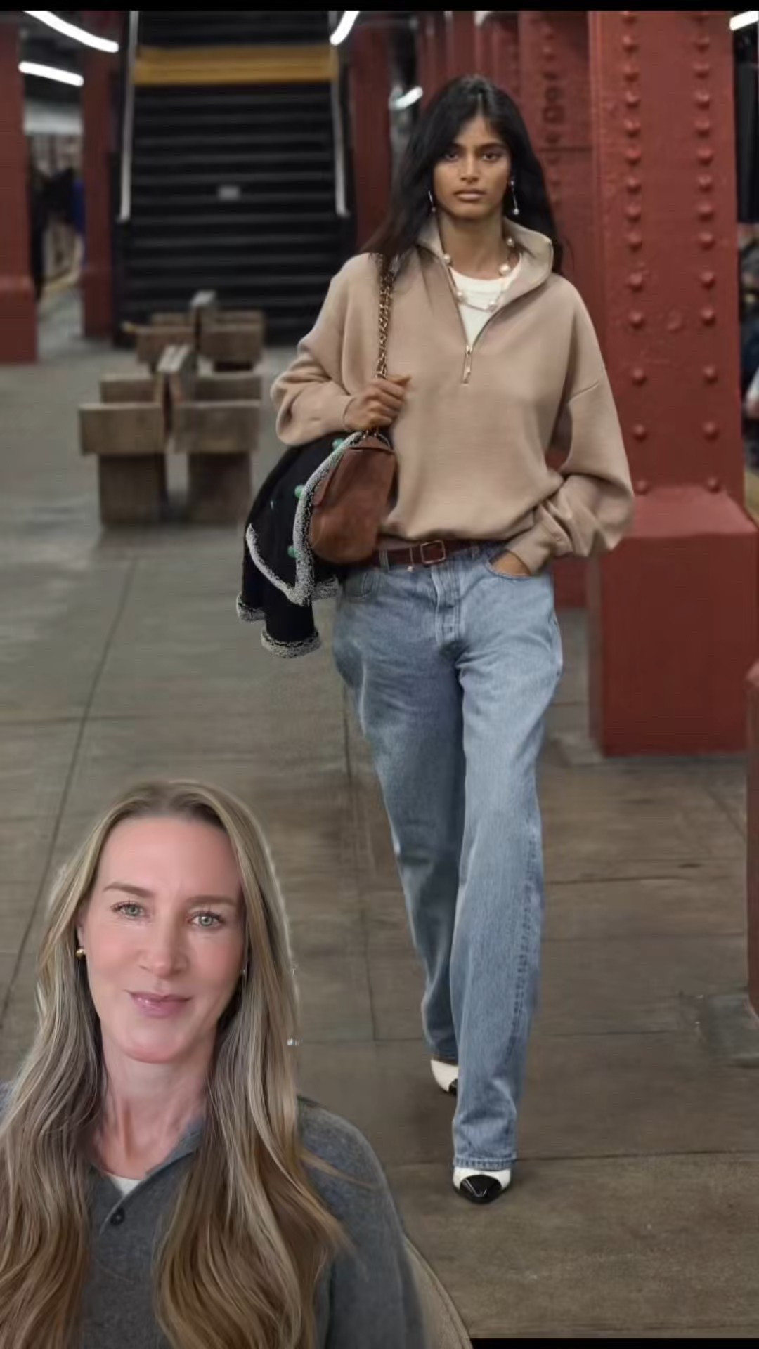 Everyone’s been asking about this look 🤍

I recreated this viral New York Fashion Week Chanel runway outfit using affordable elevated pieces you can actually wear every day.

The beauty of this outfit is in the simplicity: Neutral half zip sweatshirt, classic straight leg denim, cap toe ballet flats, super soft layering tee and add a statement suede bag.

It’s that effortless Parisian meets NYC street style energy that dominated Fashion Week this season. Chanel runway inspired but made realistic and wearable.

This is exactly how quiet luxury translates off the runway. Timeless. Minimal. Chic.