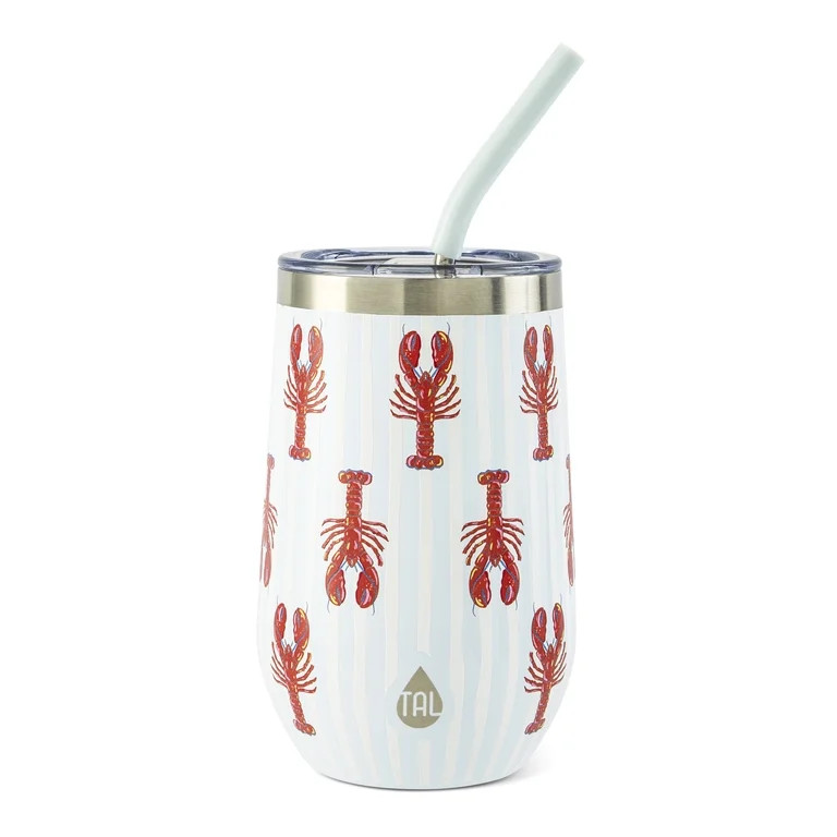 TAL 16oz Stainless Steel Wine Tumbler with Straw, Lobsters | Walmart (US)