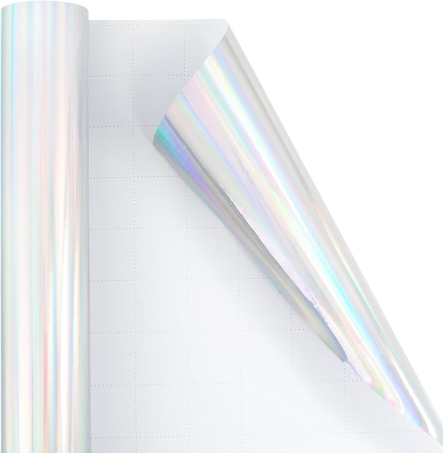 Burymento Holographic Iridescent Shiny Sparkle Metallic Glitter Silver Gift Wrapping Paper for Bi... | Amazon (US)