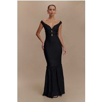 Natalie Off Shoulder Maxi Dress - Black I MESHKI I Size XXS | MESHKI US