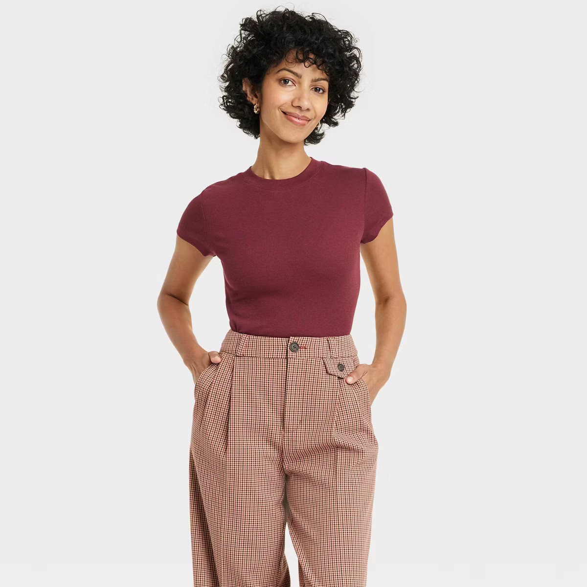 Women's Slim Fit Short Sleeve Ribbed T-Shirt - A New Day™ | Target