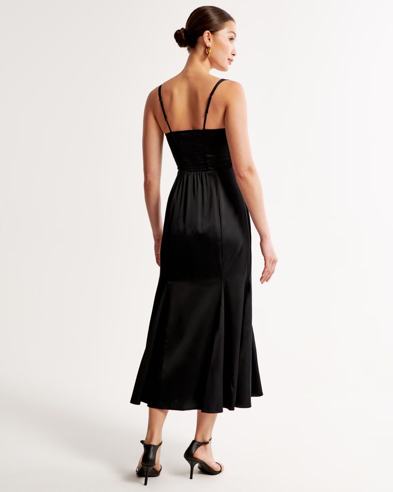 Women's Satin Slip Fishtail Midi Dress | Women's Dresses & Jumpsuits | Abercrombie.com | Abercrombie & Fitch (US)
