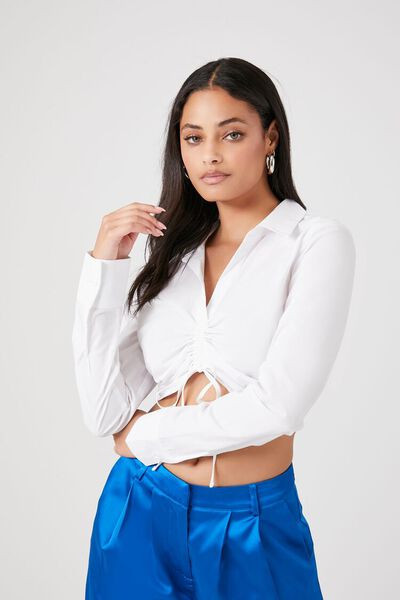 Ruched Drawstring Cropped Shirt | Forever 21