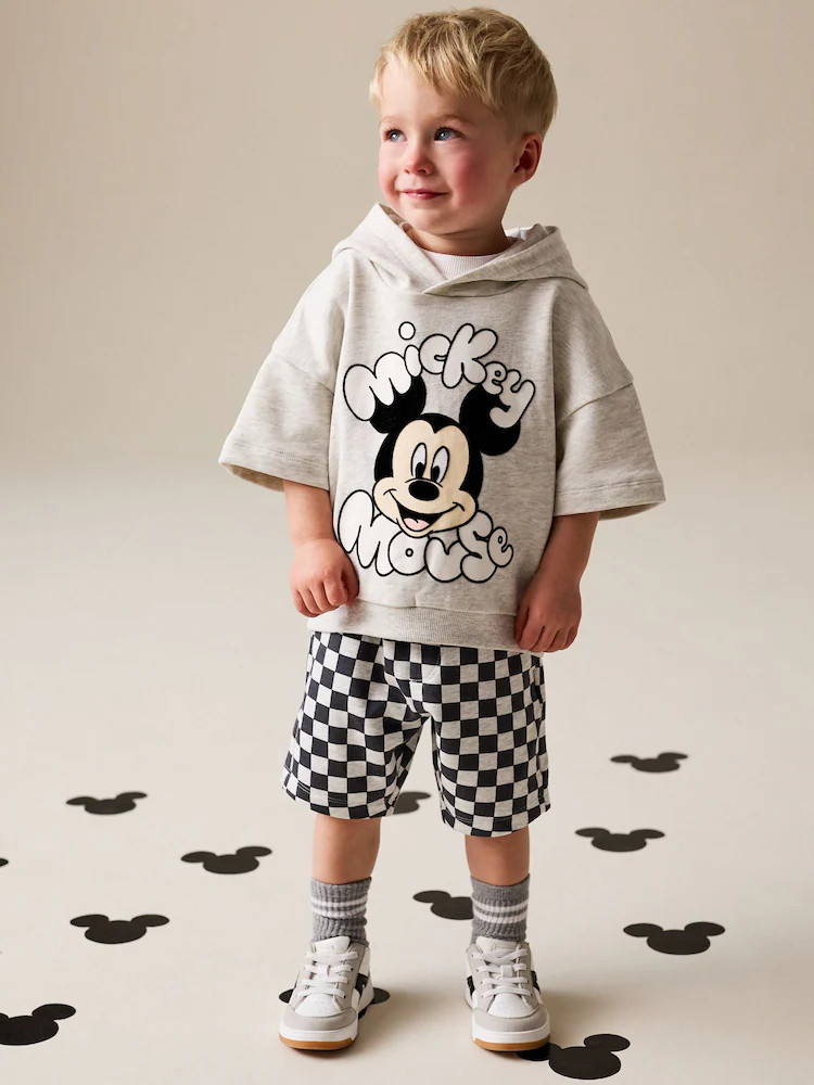 Grey Marl And Checkerboard Hooded Sweatshirt and Shorts Set (3mths-8yrs) | Next US