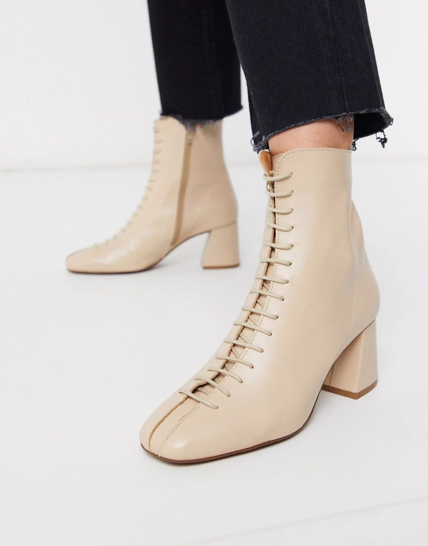 Depp lace up boot in camel leather-Beige | ASOS (Global)