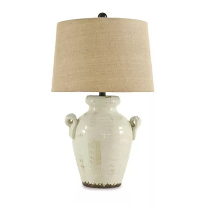 Signature Design by Ashley Emelda Ceramic Table Lamp, White | Belk