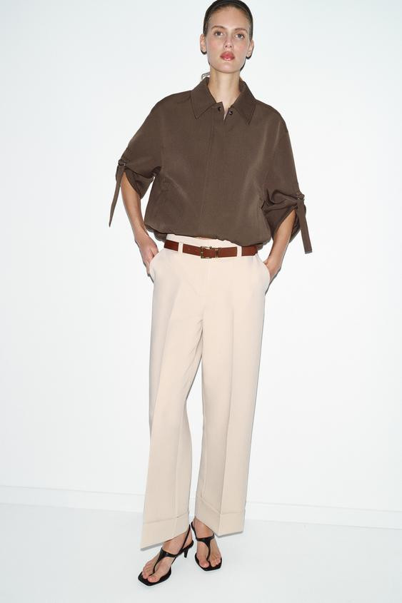 CUFFED HEM BELTED PANTS | Zara US