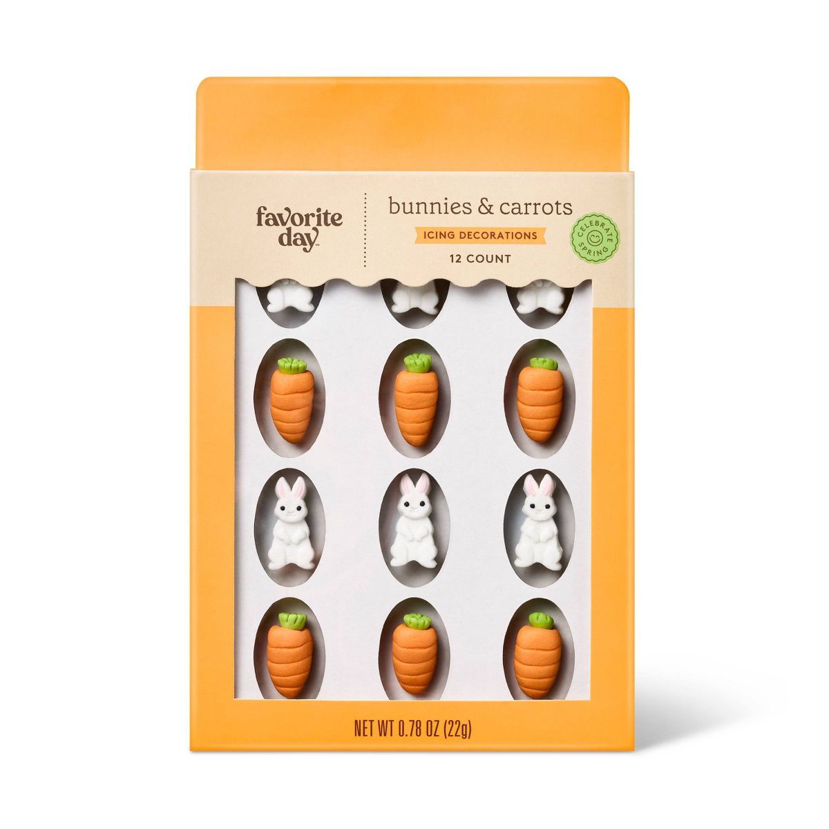 Spring Bunnies & Carrots 2D Icing Decorations - 12ct / 0.78oz - Favorite Day™ | Target