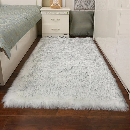 Wedlies 47""x24"" Luxury Super Soft Faux Sheepskin Fur Area Rugs Wool Shaggy Carpet Bedside Floor Ma | Walmart (US)