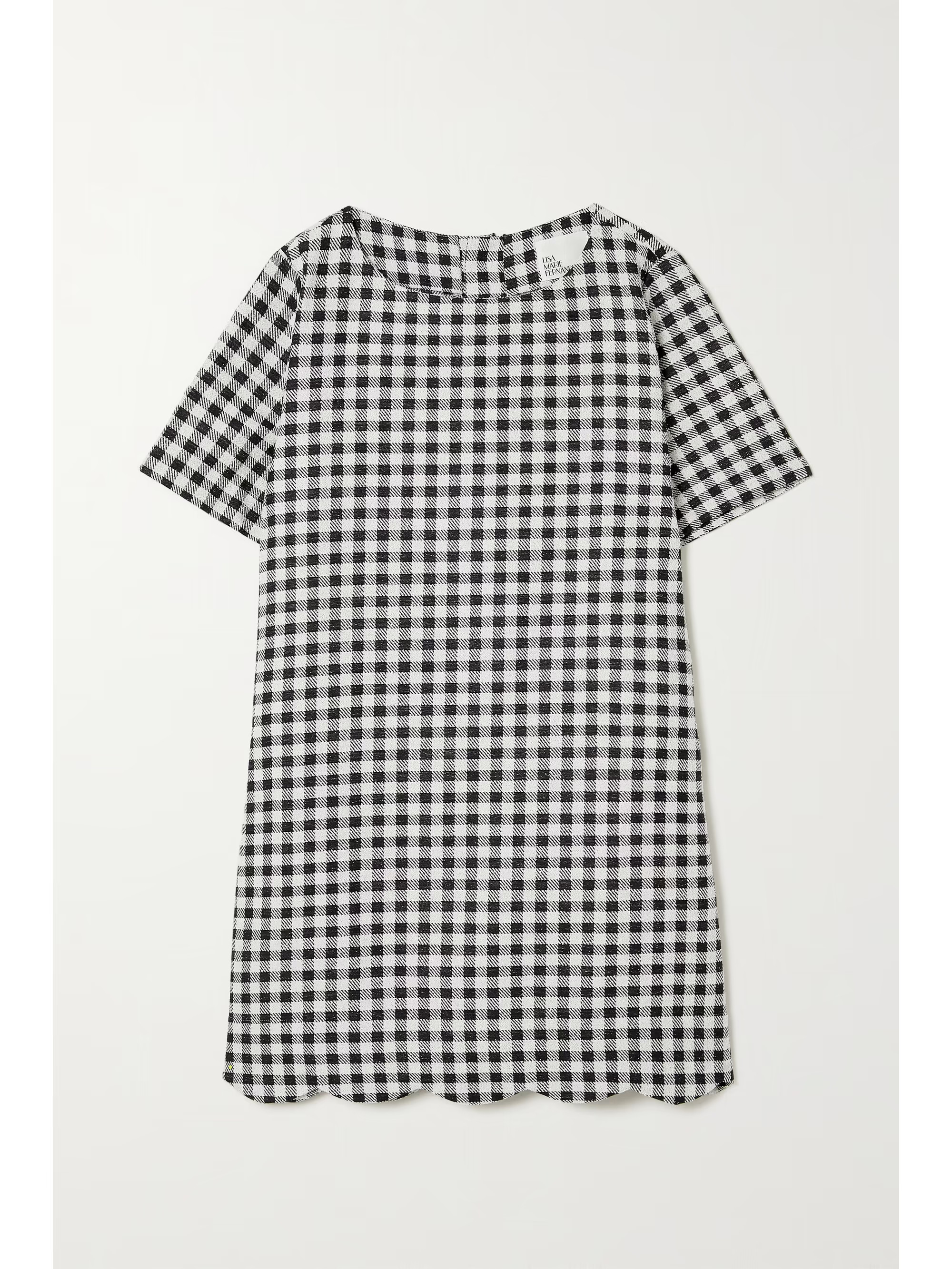 + NET SUSTAIN scalloped gingham cotton-blend bouclé-jacquard mini dress | NET-A-PORTER (US)