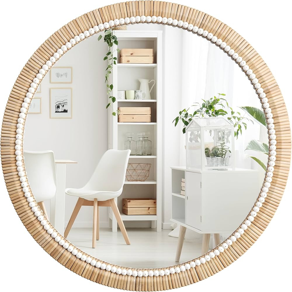 Barnyard Designs Rattan Bathroom Mirror – Rustic Farmhouse Style Handmade Wicker Rattan Frame -... | Amazon (US)