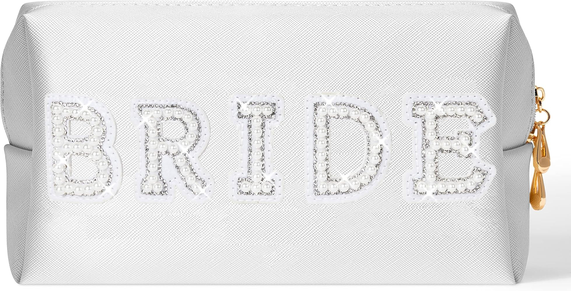 Burskit Makeup Bag BRIDE Gifts Travel Organizer Bag Varsity Letter Cosmetic Toiletry Pearl Letter... | Amazon (US)