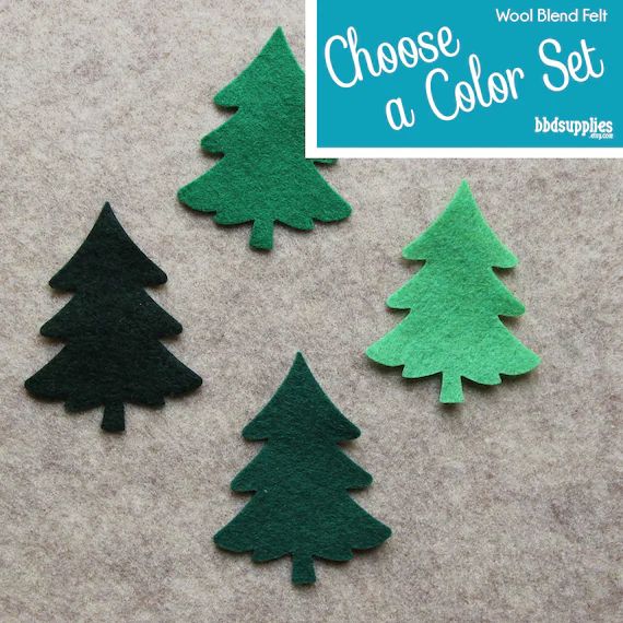 Wool Blend Felt Shapes  24 Small Trees  Pick a Color Set  | Etsy | Etsy (US)