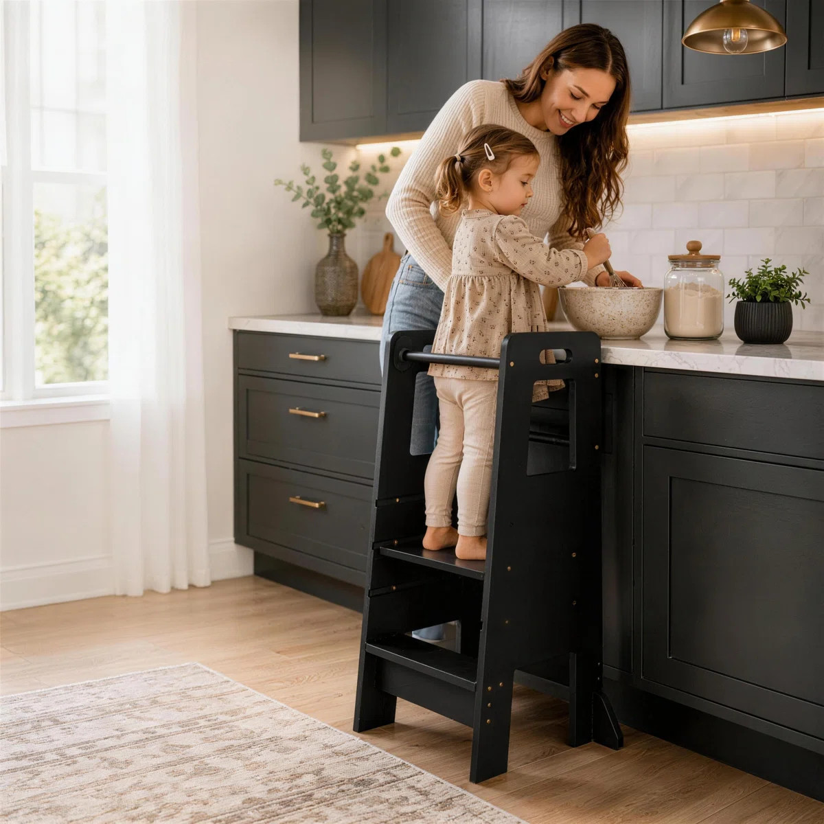 Wooden Toddler Kitchen Helper Stool with Adjustable Platform | Wayfair North America