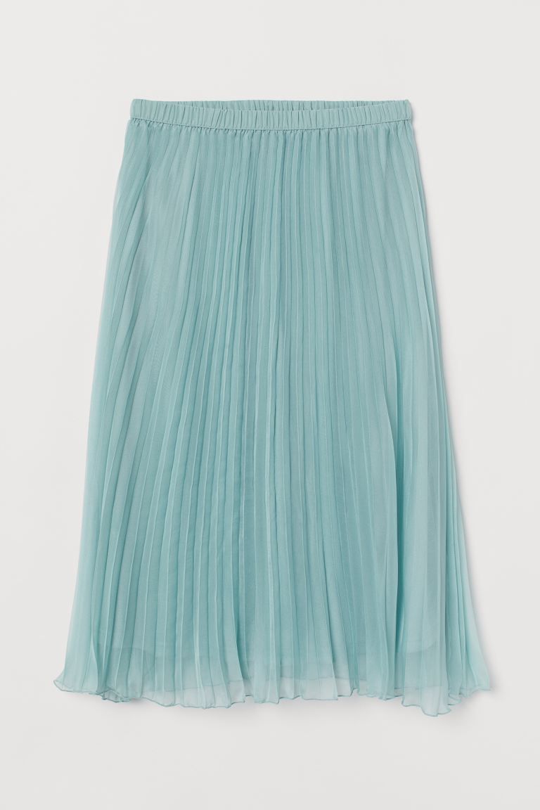 Calf-length, pleated skirt in an airy weave. High waist with covered elastication. Lined. | H&M (UK, MY, IN, SG, PH, TW, HK)