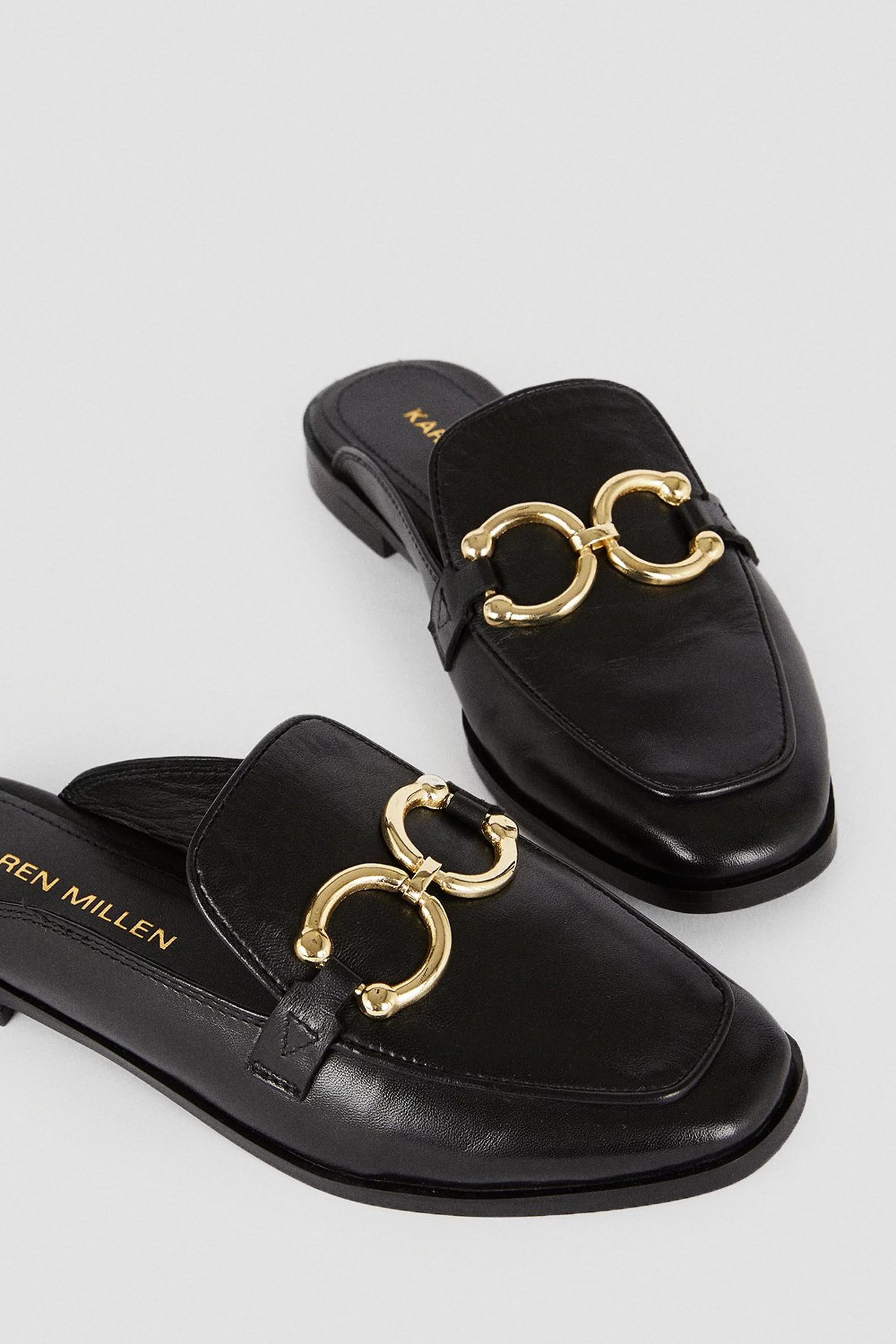 Leather Open Back Slip-on Loafer | Karen Millen UK + IE + DE + NL