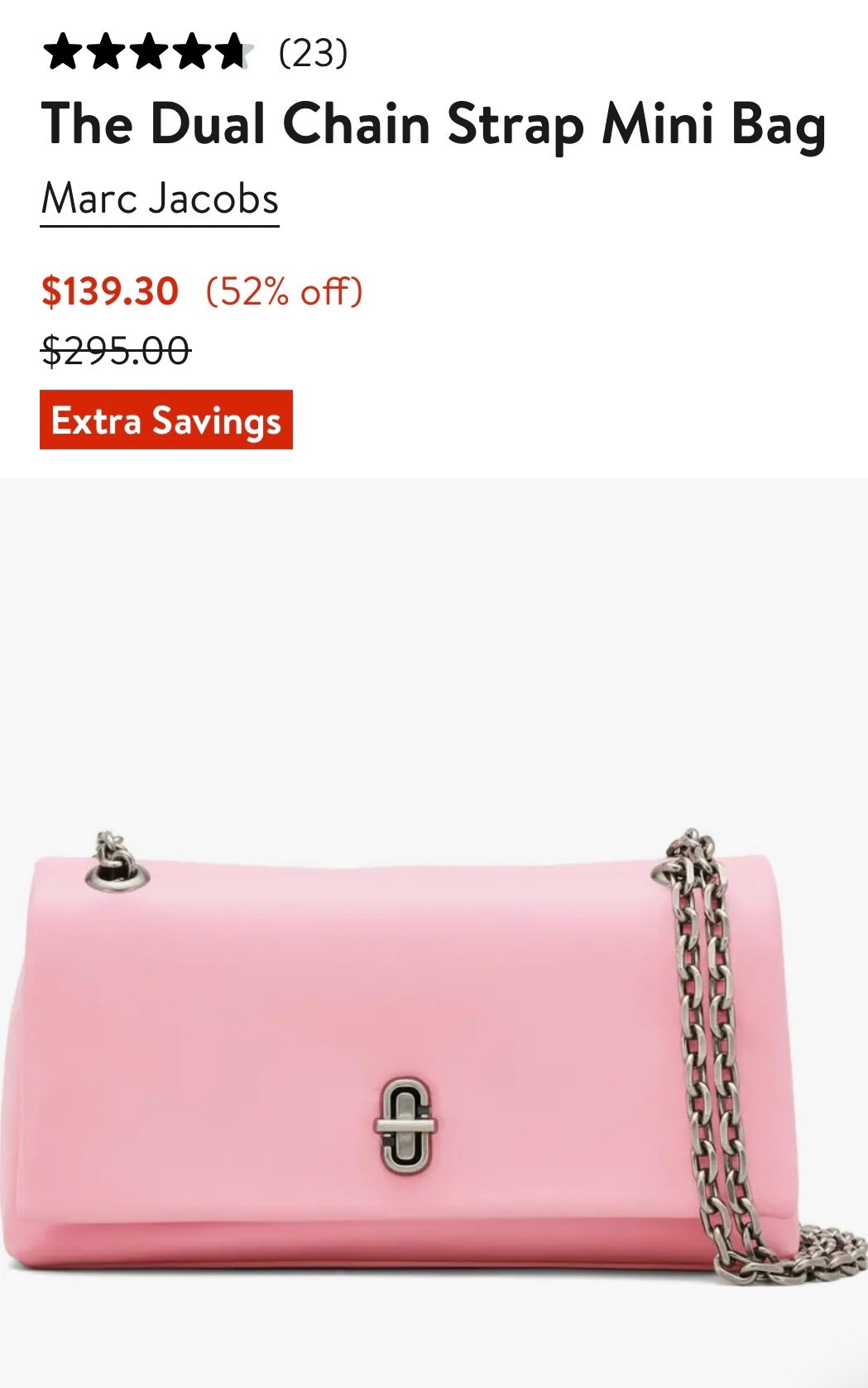 Favorite find of the day 👜💕

I’m OBSESSED with this Marc Jacobs Dual Chain Strap Mini bag in Ribbon Pink! It’s so fun and cute for a holiday gift!

And it’s on sale!! Normally $295 on sale for $139!
Nordstrom, Marc Jacobs, purse, designer bag, Bag, tote, straw bag, loft, mark and graham, fossil, marks and Spencer, target, mango, Tory Burch, saks, beach, Shoes, coach, sandals, target, Tory Burch, revolve, Steve Madden, anine bing, Amazon, target, a new day, dolce vita, Nordstrom rack, sport sandal, heels, coach, mules, slingbacks, Sam Edelman, travel, summer, beach, Chinese laundry, Nine West, kohls, pink shoes, floral heels, Vince camuto, journee, rack room, Dillards, Nordstrom rack, DSW, Macys, tuckernuck, Nine West, j.crew, coach, Chinese laundry, dolce vita, journee, Bag, purse, coach, bow, shoulder bag, accessories, coachtopia, love, new arrival, best seller, must have, most wanted, designer, loeffler Randall, dsw, musinsa, Amazon, dupe, radley London, affordable, under 300, under 200, under 100, sale, gift idea, gift guide, spring style, summer fashion, shoes, classy, sweet Caroline collection

#LTKfindsunder100 #LTKitbag 

#LTKHoliday #LTKGiftGuide #LTKSaleAlert
