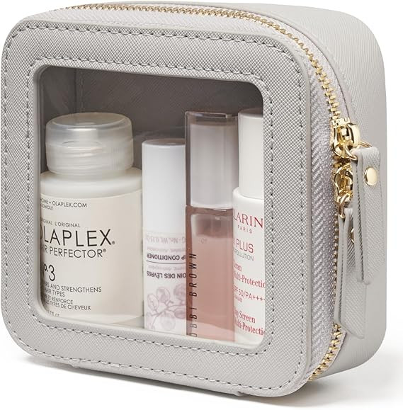 Popvibe Clear Makeup Bag Travel Cosmetic Case Transparent Toiletry Bag with Zipper, Portable Make... | Amazon (US)