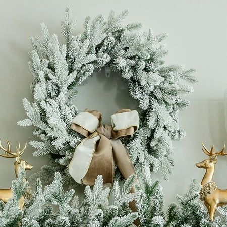 King of Christmas 24 Queen Flock® Wreath Unlit | Walmart (US)