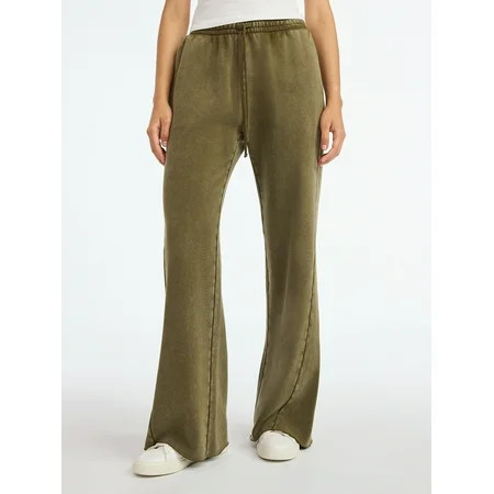 Scoop Women’s Mineral Washed Fleece Flare Leg Sweatpants Sizes XS-XXL | Walmart (US)