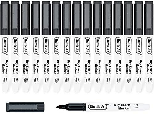 Dry Erase Markers, Shuttle Art 15 Pack Black Magnetic Whiteboard Markers with Erase,Fine Point Dr... | Amazon (US)