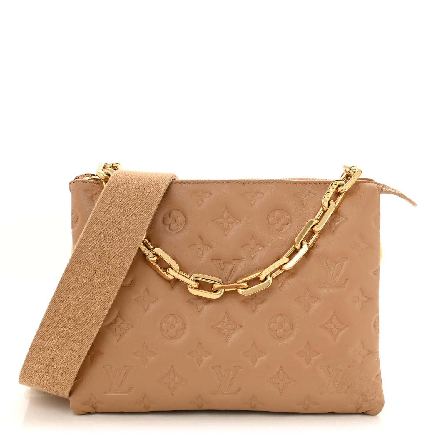 Lambskin Embossed Monogram Coussin PM Camel | FASHIONPHILE (US)