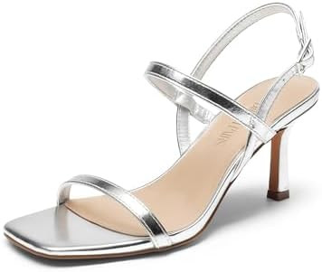 DREAM PAIRS Womens Slingback Heels Square Open Toe Strappy Sandals Ankle Strap High Heeled Dressy... | Amazon (US)